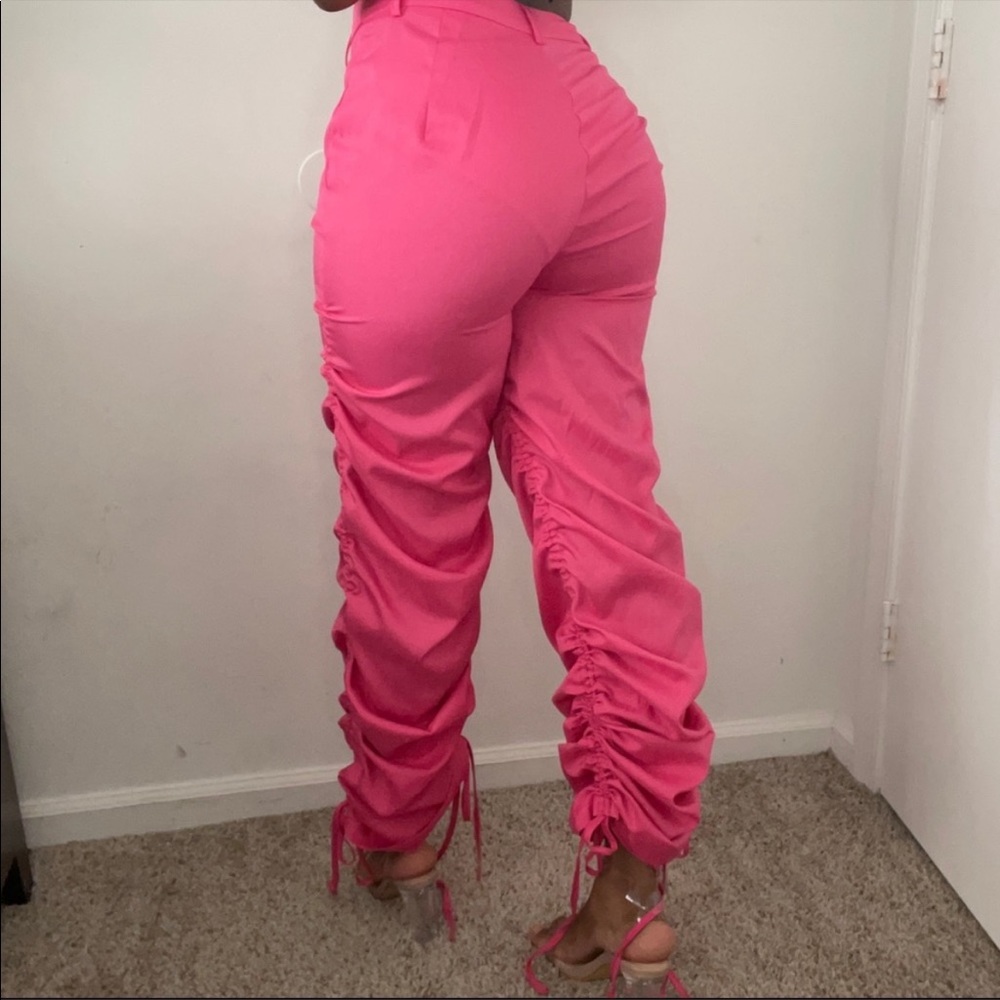 Drawstring side solid pants - Picture 4 of 4